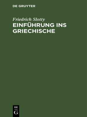 cover image of Einführung ins Griechische